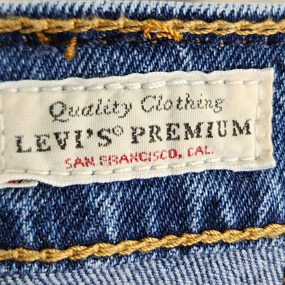 Levi's Premium 70s High Rise Slim Straight Leg Cotton Denim Blue Jeans Size 30 - Picture 9 of 13